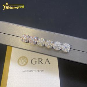 אנייט 12 מ "מ בורג בחזרה יהלומים חתיכים vs vs missanite פרוס החוצה דרך מעבר ליהלום טסטר תכשיטי היפ הופ 925 עגילי הברגה כסף - Product Image 5