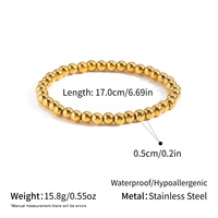 Bracelet extensible à perles en acier inoxydable plaqué or 18 carats, empilable, bijoux quotidiens pour femmes, vente en gros