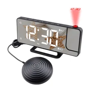 Proyektor meja proyek dinding Led 3D, proyeksi jam dengan Alarm Bim pengocok getaran Digital buruk