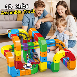 Jouets de construction éducatifs en plastique DIY, circuit de train à grande vitesse, cadeaux pour enfants, train électrique magique, ensembles de jouets en cubes - Product Image 5