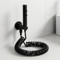 Pistolet de bidet mural à double mode pressurisé en acier inoxydable noir, ensemble de douche WC moderne pour salle de bain et hôtel