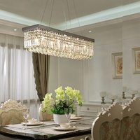 Lustre LED en cristal de luxe moderne pour restaurant, salle à manger, maison, design minimaliste en acier inoxydable