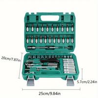 Juego de Llaves de Trinquete de 53 Piezas, Mango de 24 Dientes, Herramienta Mecánica Métrica, Reparación Automotriz, Uso Doméstico, Personalizable, OEM, Estuche Rígido