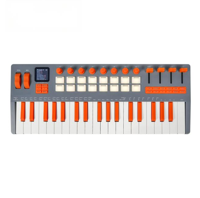 37 Key MIDI Keyboard Controller Built-in Sound Module Portable Synthesizer for Live Performance Music Production and Studio