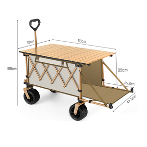 Carro pieghevole pieghevole con il tavolo, vagoni da spiaggia utilitari pesanti con il portellone aperto e le ruote di tutti i terreni per il campeggio - Product Image 2