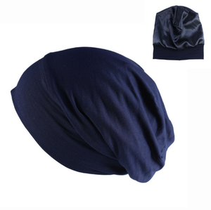 Logo personnalisé Stretch <span class=keywords><strong>Bambou</strong></span> Satin Soie Doublé Surdimensionné Sommeil Cap Beanie Slap Cap Doublure Douce Tache Slouchy Chemo Beanie Chapeaux - Product Image 5