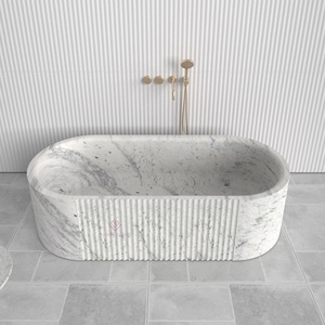 <span class=keywords><strong>Vasca</strong></span> <span class=keywords><strong>da</strong></span> <span class=keywords><strong>Bagno</strong></span> Autoportante in Marmo di Carrara 1700mm con Finitura Scanalata, Design di Lusso per Spa Domestica, <span class=keywords><strong>Vasca</strong></span> in Marmo Personalizzata - Product Image 2