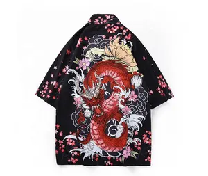 Wholesale Cherry Blossoms Silk Tai Chi BJJ Long Japanese Kimono Cosplay Jacket