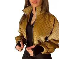 Manteau à manches longues pour femme, veste courte matelassée avec fermeture éclair, nouvelle mode automne et hiver 2022