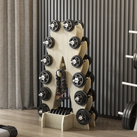 Support à haltères pliable multifonctionnel en bois à trois niveaux, grande capacité, personnalisable, avec roulettes, idéal pour la maison – Vente chaude