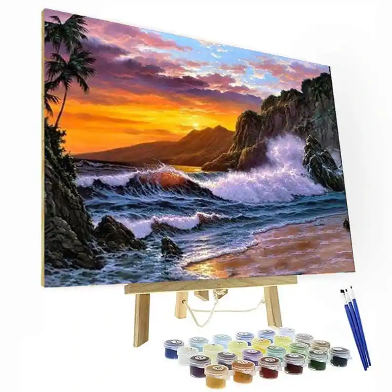 Знаменитая картина по номерам для взрослых и детей рамка BanksCanvas Diy Краска по номерам с рамкой картины морской пейзаж