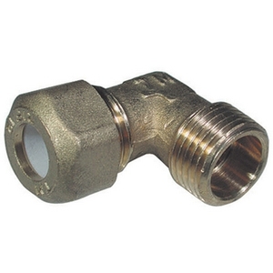 Raccord de plomberie en cuivre mâle coudé 1/2 x 10R avec embout en téflon - Product Image 1