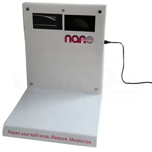 Retail Tabletop Cosmetic White Custom Acrylic Countertop Display Stand with 4.3" LCD screen and logo printing