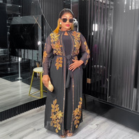 Ensemble deux pièces transfrontalier pour femmes de grande taille Costume musulman à la mode Abaya africaine Robe du Moyen-Orient Robe Cardigan Robe