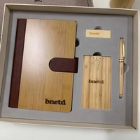 Ensemble de carnets de notes personnalisés de haute qualité, format A5/A6, couverture en bois, style relié, avec batterie externe USB, pour journal intime ou usage professionnel