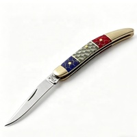 Navaja plegable de bolsillo con mango de nido de abeja rojo, blanco y azul, hoja afilada tipo clip y punta de cuchillo, pequeña, para EDC, venta al por mayor