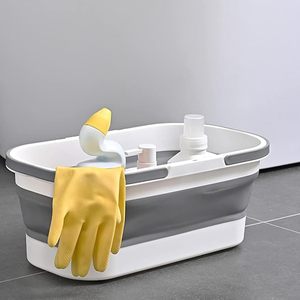 Seau de gros pliable à grande capacité avec doubles poignées, peu encombrant, pour le stockage d'eau et le rangement des balais - Product Image 2