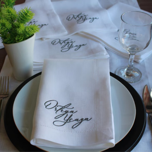 Embroidered Napkins for <b>Dinner</b> Table <b>Set</b> Manufacturer from India | Flax Linen Table Napkins Hemstitch Handmade Cloth Napkins - Product Image 4