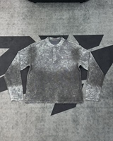 T-shirt personnalisé Kornit DTG, fabrication OEM, chemise Henley à manches longues vintage pour homme, effet délavé, motif crâne, streetwear