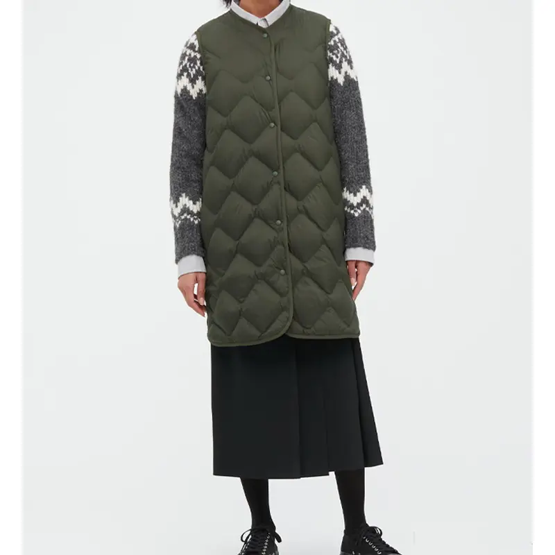 Long Vest Ultra Light Down Source Factory Quality Ladies Velour Long Puffer Jacket Women Hooded winter vest woman
