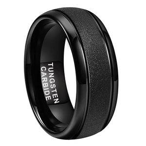 하이 퀄리티 로즈 골드 골드 블랙 도금 샌드 블라스트 텅스텐 반지 여성 남성 패션 약혼 웨딩 밴드 - Product Image 3
