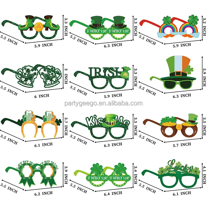 St. Patrick's Day Party Glasses 12pcs/bag Clover Glasses Irish National Day Parade Accessories