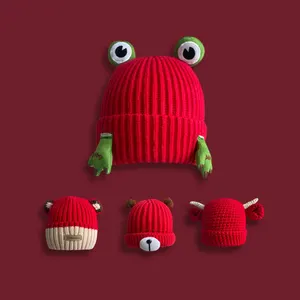 Gorro de bebé con cuernos de Reno bonitos, gorro de invierno para niños, gorro de alce de Navidad para niños, gorro cálido de punto de ganchillo para niñas y niños