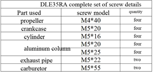 Juego de tornillos originales de accesorios DLE para aviones con motor DLE35RA - Product Image 3