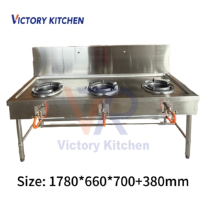 เตาสเตนเลสสตีล VICTORY รุ่น Commercial พร้อมหัวเตา 3 หัว และแผ่นกันน้ำกระเด็นสูง สำหรับใช้ในครัว/โรงแรมในมาเลเซีย - Product Image 2