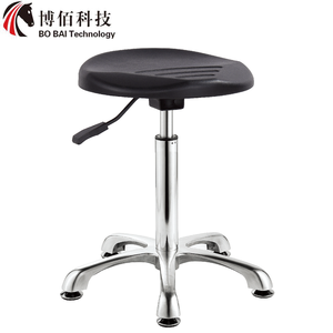 Tabourets de chaises de laboratoire antistatiques ESD en cuir polyuréthane de qualité professionnelle, chaise de travail pivotante réglable en hauteur avec base en aluminium - Product Image 1