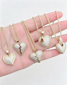Collar con Colgante de Corazón, Joyería de Moda Chapada en Oro de 18k con Circonitas, Regalo de Aniversario para Mujer - Product Image 2