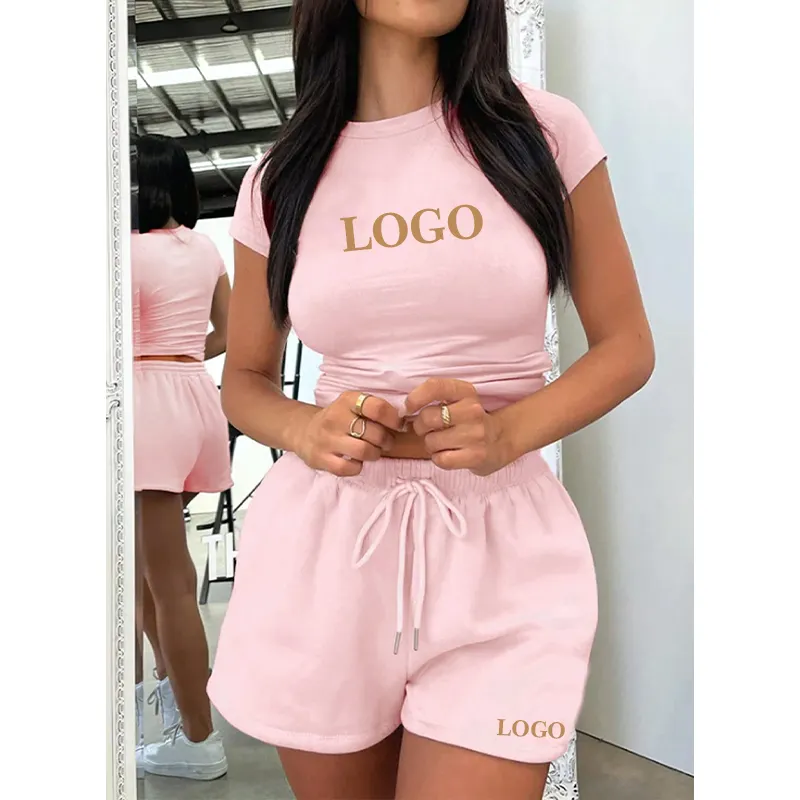 F240205 Loungewear Women Terry Summer Sets Custom 2 Pieces Womens Biker Shorts Set Fitness Gym Tank Top Short Legging For Women