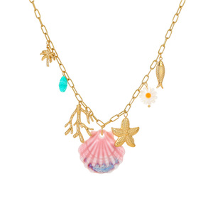 18K chapado en oro de acero inoxidable Seashell Starfish Ocean Style Collar para mujer verano playa vacaciones joyería minimalista - Product Image 4