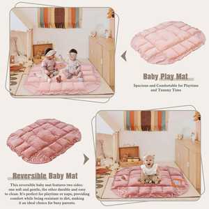 Tapis d'éveil et de jeu pour bébé 5 en 1 en peluche rose, tapis de jeu pour le temps sur le ventre avec oreiller, 6 jouets sensoriels pour nouveau-nés et tout-petits - Product Image 4