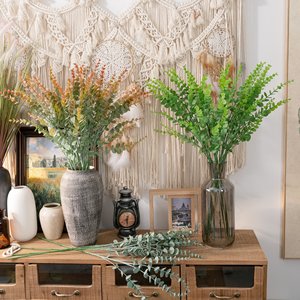 Fleur artificielle CallaFloral Eucalyptus à tige unique en PVC pour décoration intérieure, mariage, artisanat, style INS, e-commerce transfrontalier - Product Image 1