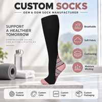 Chaussettes de compression respirantes professionnelles, anti-transpiration, durables, antidérapantes, à pression dégradée pour le sport