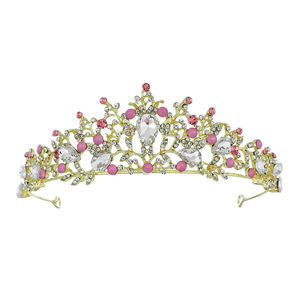 Diadèmes et couronnes de mariée pour femmes, ensemble de boucles <span class=keywords><strong>d</strong></span>'oreilles, couvre-chef en cristal, bijoux de tête en strass, couronne Diadem, mariage, nouveau, or, rose, bleu - Product Image 4