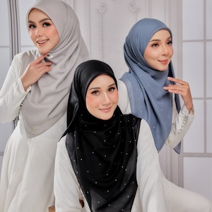Lujo Shimmer Malay Tudung Square Impresión digital Tradicional Musulmana Mujeres Bufandas Chales <span class=keywords><strong>Hijab</strong></span> Leaf Dot Nuevo - Product Image 2