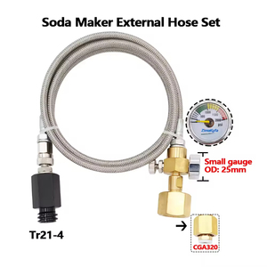 Tanque Externo de CO2 con Manguera de Acero Trenzado para Máquina Sodastream, Generador de Agua Carbonatada, Incluye Manómetro de 2000psi - Product Image 6