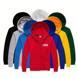 Sweat à capuche de sport et de loisirs en polyester, avec logo personnalisé, broderie européenne, fermeture éclair, tissé, pour l'automne, rouge uni imprimé - Product Image 2