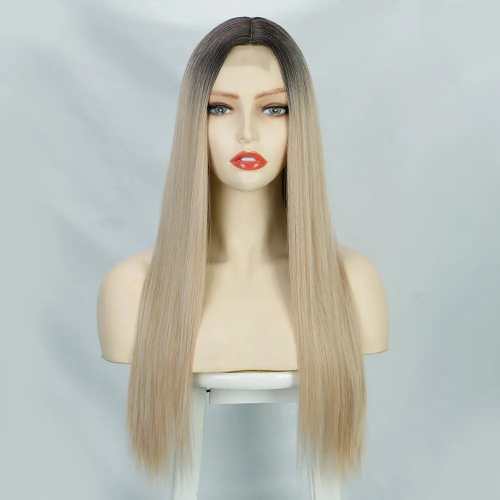 highlight middle part lace front synthetic hair wigs  hot sales synthetic lace wig in stock