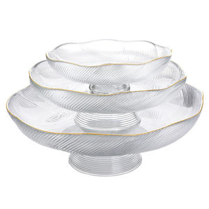 Plato de aperitivos de cristal para el hogar de estilo europeo japonés, plato de postre de fruta de pie alto para técnica de esmalte de Color de té para sala de estar - Product Image 1