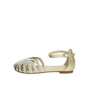 Sandalias Planas Negras T-230 para Niña con Tiras de Pedrería y Diseño de Correa en el Tobillo para el Verano - Product Image 1