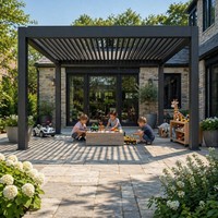 Pergola Bioclimatique en Aluminium 10x15 FT Motorisée à Lames Orientables Fabricant Grossiste 135 °   Étanche et rotatif