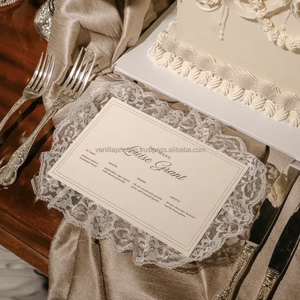 Luxury Handmade Lace Wedding Invitation Card Deckle Edge Vintage Elegant Custom <b>Printed</b> Letterpress Embossed Offset <b>Paper</b> - Product Image 4