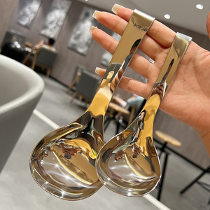 Cucharón para sopa de acero inoxidable 304, cabeza grande y profunda con gancho para servir en ollas calientes de cocina - Product Image 3