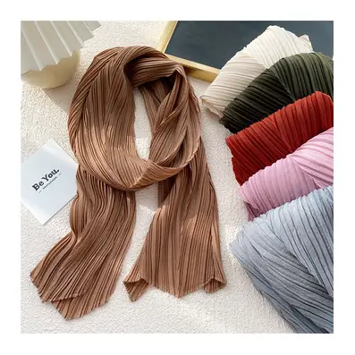 HB0738 Großhandel Pure Color 25*135cm Kopftuch Monochrom Natural Ladies Cotton Leinen Schal Malaysia Großhandel Mode Schal