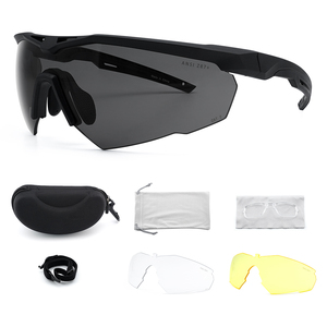 نظارات أمان تكتيكية للرماية مع 3 عدسات، إطار TR90 مقاوم للصدمات، نظارات واقية وفقًا لمعيار ANSI Z87 - Product Image 1