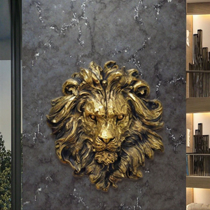 Escultura 3D de Bronce Pulido Personalizada, Adorno de Cabeza de León Dorado, Simplicidad y Potencia Cabeza de León Dorada con un Aspecto Regal - Product Image 3