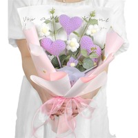 Bouquet de tulipes artificielles tissées à la main en laine tricotée, fleur éternelle, cadeau créatif pour la remise des diplômes, le Nouvel An chinois et le Nouvel An